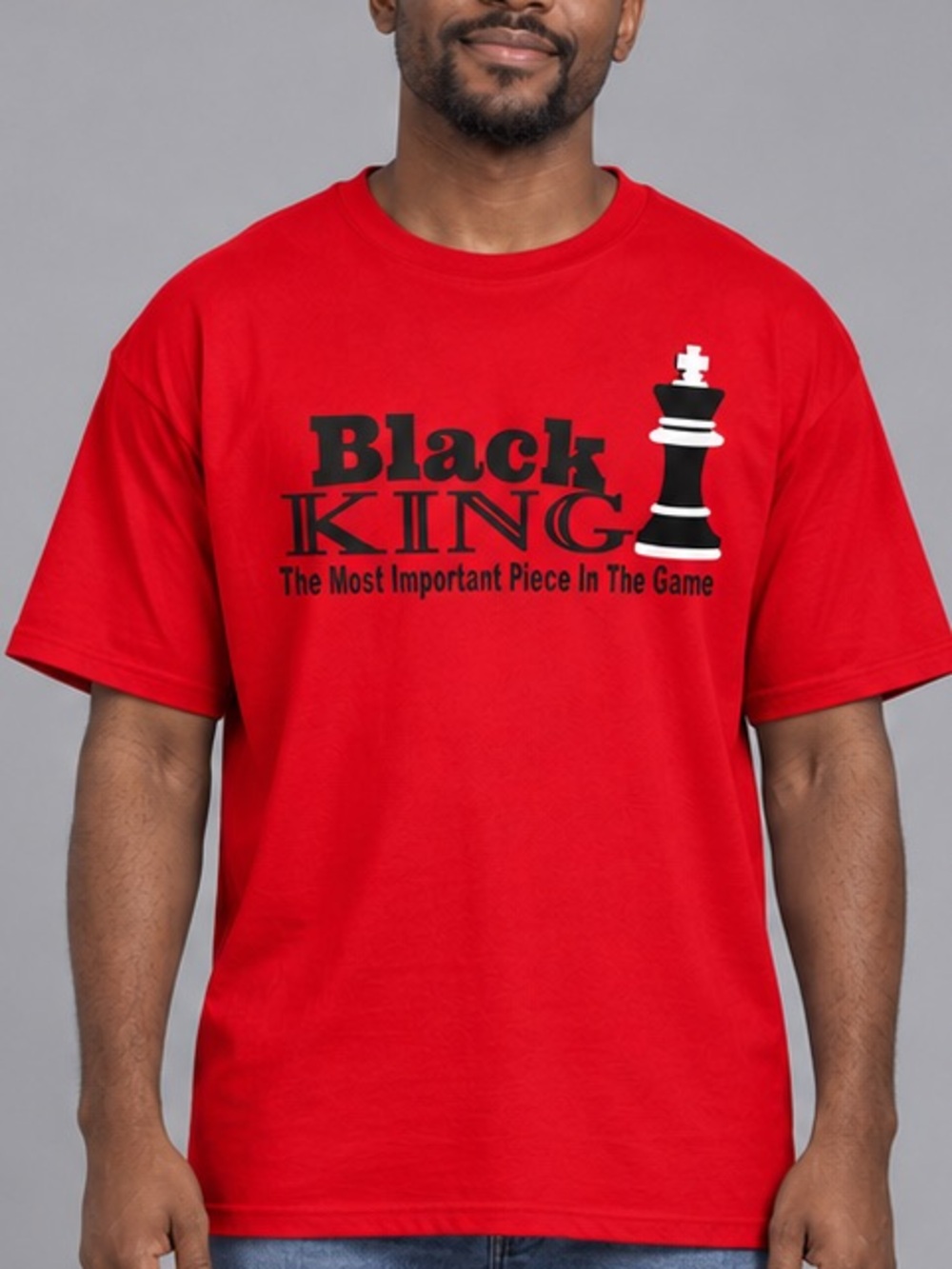 Men's Red 'Black King' Graphic Short Sleeve Tee size L